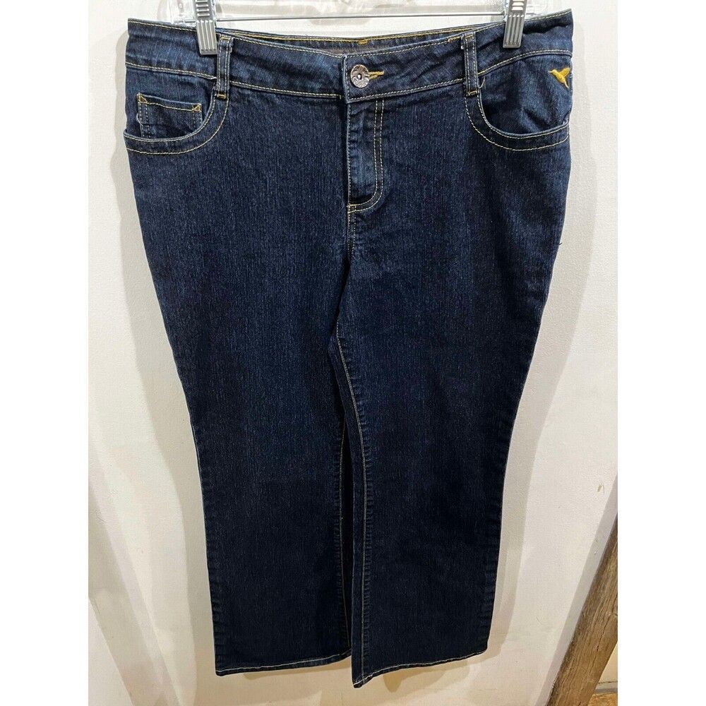 Grane Jeans Womens Juniors Size 15 Mid Rise Flared Denim Western Dark Wash Rodeo